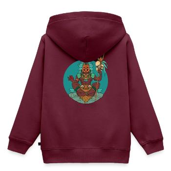 Aztekischer Schamane - Kinder Premium Organic Hoodie - Burgunderrot - Hinten - AI Model Kid Female (0cm)