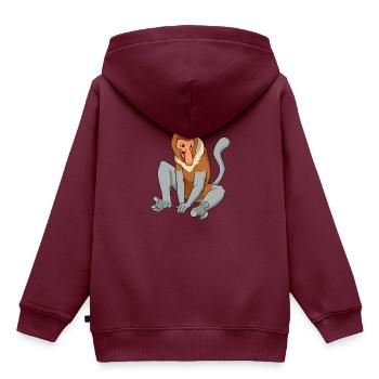 Kawaii Nasenaffe - Kinder Premium Organic Hoodie - Burgunderrot - Hinten - AI Model Kid Female (0cm)