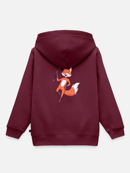 Comic Fuchs beim Twirling - Kinder Premium Organic Hoodie - Burgunderrot
