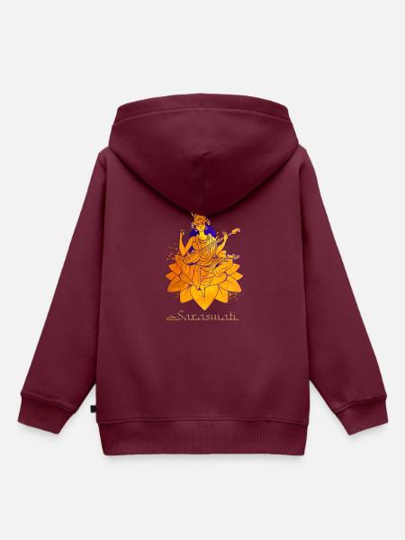 Hindu Gott - Saraswati - Kinder Premium Organic Hoodie - Burgunderrot