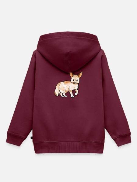 Zeichnung eines Fennek - Kinder Premium Organic Hoodie - Burgunderrot