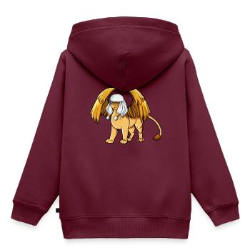 Sphinx - Kinder Premium Organic Hoodie - Burgunderrot - Hinten - AI Model Kid Female (0cm)
