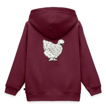 Seidenhuhn - Kinder Premium Organic Hoodie - Burgunderrot - Hinten - AI Model Kid Female (0cm)
