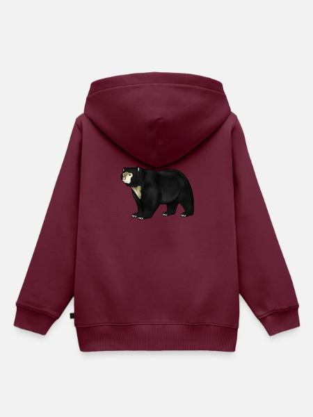 Zeichnung eines Brillenbär - Kinder Premium Organic Hoodie - Burgunderrot