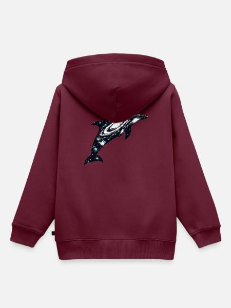 Dolphin Space Galaxy Universum - Kinder Premium Organic Hoodie - Burgunderrot