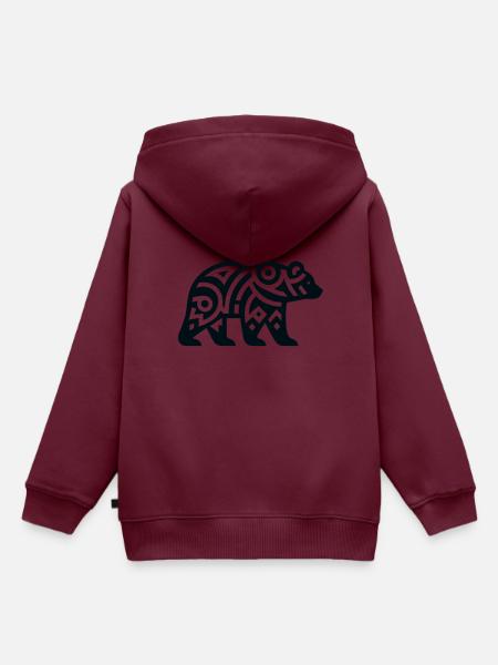 Bär Indianer-Tierkreis - Kinder Premium Organic Hoodie - Burgunderrot