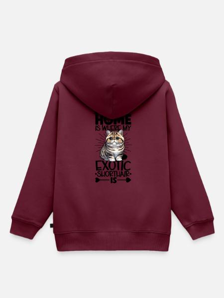 Zuhause - Exotisch Kurzhaar - Kinder Premium Organic Hoodie - Burgunderrot