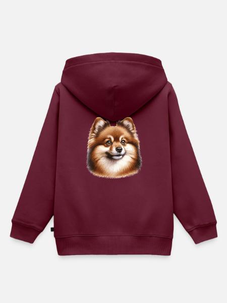 Hundegesicht - Zwergspitz - Kinder Premium Organic Hoodie - Burgunderrot