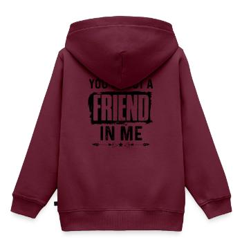 freunde freund - Kinder Premium Organic Hoodie - Burgunderrot - Hinten - AI Model Kid Female (0cm)