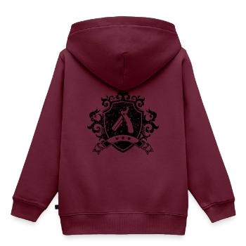 Barber Wappen Symbol Rasierklinge - Kinder Premium Organic Hoodie - Burgunderrot - Hinten - AI Model Kid Female (0cm)