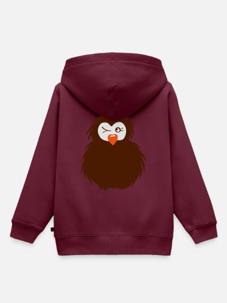 kleine zwinkernde Eule - Kinder Premium Organic Hoodie - Burgunderrot