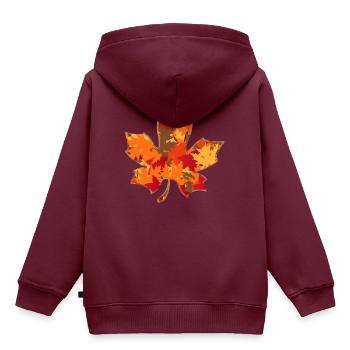 Ahornblatt Maple Leaf - Kinder Premium Organic Hoodie - Burgunderrot - Hinten - AI Model Kid Female (0cm)