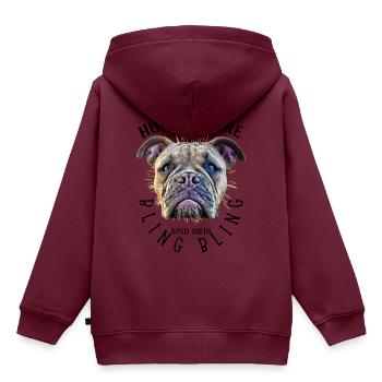 HUNDEHAARE sind mein BLING BLING - Hund Hunde - Kinder Premium Organic Hoodie - Burgunderrot - Hinten - AI Model Kid Female (0cm)