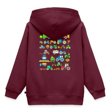 Traktor Trecker Landmaschinen Bauernhof - Kinder Premium Organic Hoodie - Burgunderrot - Hinten - AI Model Kid Female (0cm)