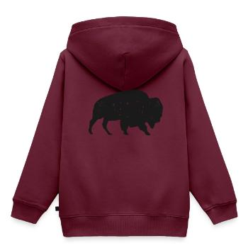 Bison - Kinder Premium Organic Hoodie - Burgunderrot - Hinten - AI Model Kid Female (0cm)