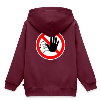 Stop kein Zutrit - Kinder Premium Organic Hoodie - Burgunderrot - Hinten - AI Model Kid Female (0cm)