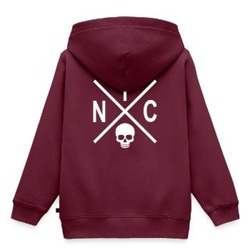 NYC Skull - Kinder Premium Organic Hoodie - Burgunderrot - Hinten - AI Model Kid Female (0cm)