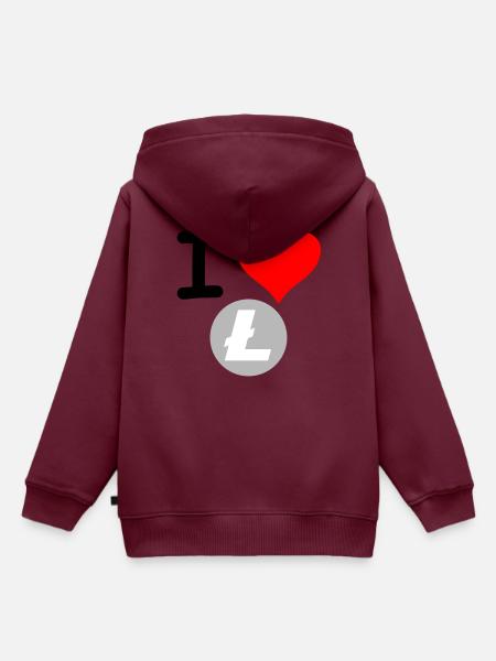 Crypto Love Lite Coin. - Kinder Premium Organic Hoodie - Burgunderrot