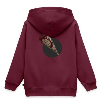 Baseballschläger mit Stacheldraht - Kinder Premium Organic Hoodie - Burgunderrot - Hinten - AI Model Kid Female (0cm)