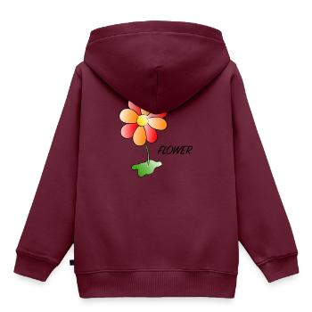 Blume - Flower - Kinder Premium Organic Hoodie - Burgunderrot - Hinten - AI Model Kid Female (0cm)