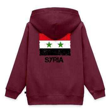 Syrien - Kinder Premium Organic Hoodie - Burgunderrot - Hinten - AI Model Kid Female (0cm)