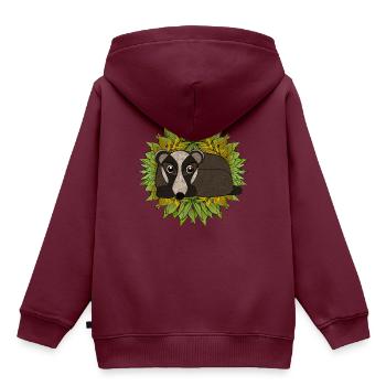 Dachs in seiner Höhle - Kinder Premium Organic Hoodie - Burgunderrot - Hinten - AI Model Kid Female (0cm)