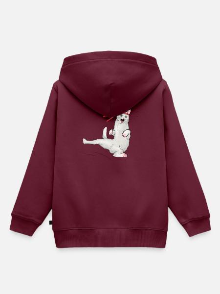 Katze beim Karate - Kinder Premium Organic Hoodie - Burgunderrot