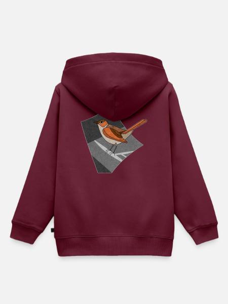 Vogel Nachtigall - Kinder Premium Organic Hoodie - Burgunderrot