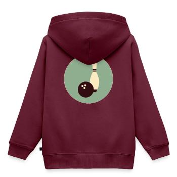 STRIKE -Bowling Star - Kinder Premium Organic Hoodie - Burgunderrot - Hinten - AI Model Kid Female (0cm)