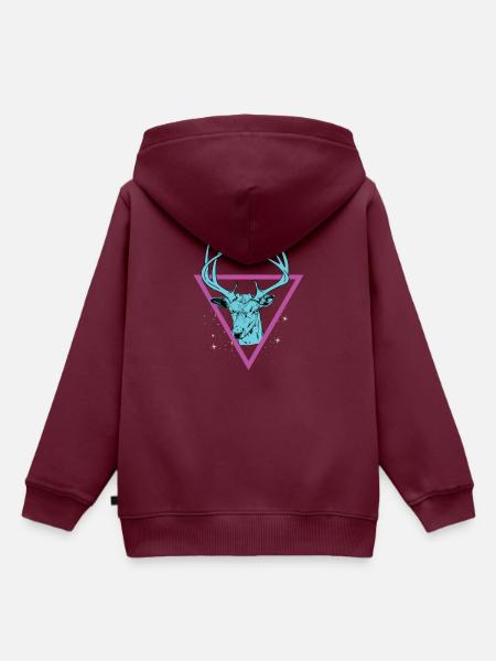 Hirsch - Hirschgeweih - Kinder Premium Organic Hoodie - Burgunderrot