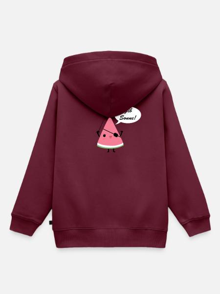 Melone Pirat Sonne - Kinder Premium Organic Hoodie - Burgunderrot