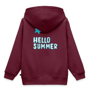 Hello Summer - Kinder Premium Organic Hoodie - Burgunderrot - Hinten - AI Model Kid Female (0cm)