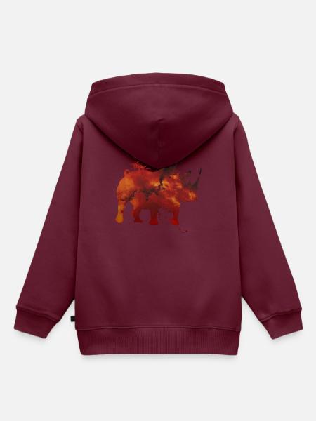 Space Nashorn - Kinder Premium Organic Hoodie - Burgunderrot