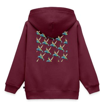 Kolibri-Muster-Vogel-Liebhaber-Geschenk-Entwurf - Kinder Premium Organic Hoodie - Burgunderrot - Hinten - AI Model Kid Female (0cm)