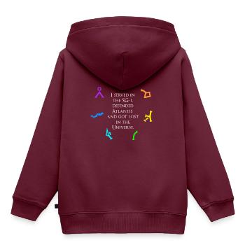 Stargate SG-1 / Atlantis / Universe - Kinder Premium Organic Hoodie - Burgunderrot - Hinten - AI Model Kid Female (0cm)