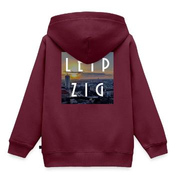 Leipzig - Kinder Premium Organic Hoodie - Burgunderrot - Hinten - AI Model Kid Female (0cm)