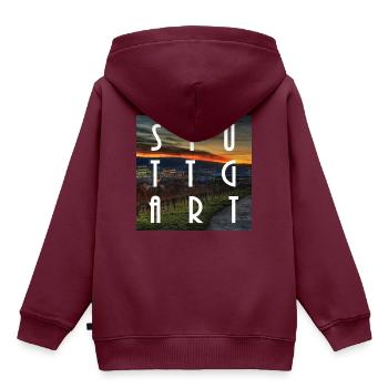 Stuttgart - Kinder Premium Organic Hoodie - Burgunderrot - Hinten - AI Model Kid Female (0cm)