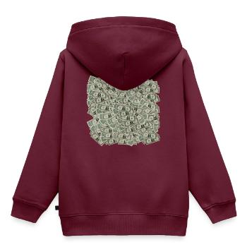 Dollar Haufen - Geschenkidee - Dollar Haufen - Kinder Premium Organic Hoodie - Burgunderrot - Hinten - AI Model Kid Female (0cm)