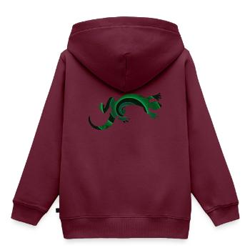 Gecko - Kinder Premium Organic Hoodie - Burgunderrot - Hinten - AI Model Kid Female (0cm)