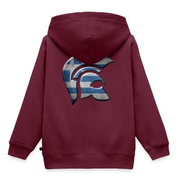 Griechenland - Kinder Premium Organic Hoodie - Burgunderrot - Hinten - AI Model Kid Female (0cm)