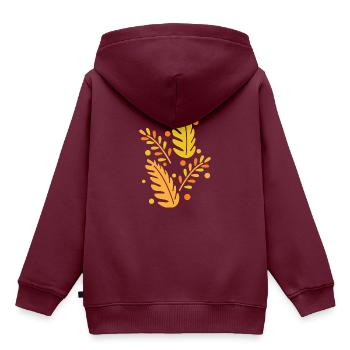 Blätter Geschenk Herbst Blatt Wald Natur Pflanze - Kinder Premium Organic Hoodie - Burgunderrot - Hinten - AI Model Kid Female (0cm)
