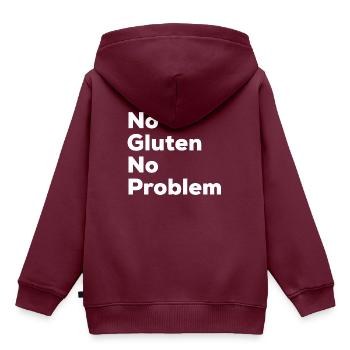 No Gluten No Problem - Kinder Premium Organic Hoodie - Burgunderrot - Hinten - AI Model Kid Female (0cm)