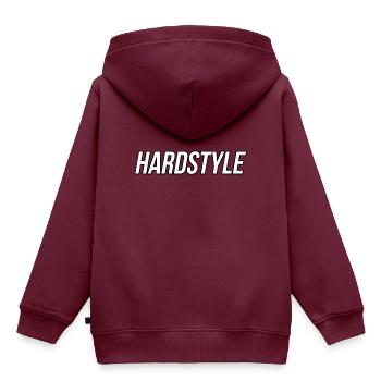 hardstyle - Kinder Premium Organic Hoodie - Burgunderrot - Hinten - AI Model Kid Female (0cm)