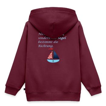wind - Kinder Premium Organic Hoodie - Burgunderrot - Hinten - AI Model Kid Female (0cm)