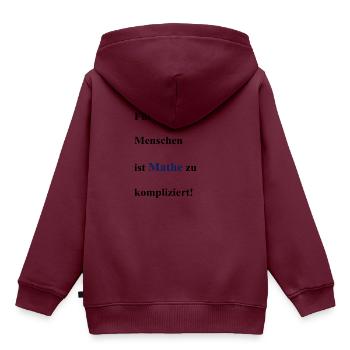 Mathe ist zu kompliziert! - Kinder Premium Organic Hoodie - Burgunderrot - Hinten - AI Model Kid Female (0cm)