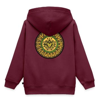 maya kalender - Kinder Premium Organic Hoodie - Burgunderrot - Hinten - AI Model Kid Female (0cm)