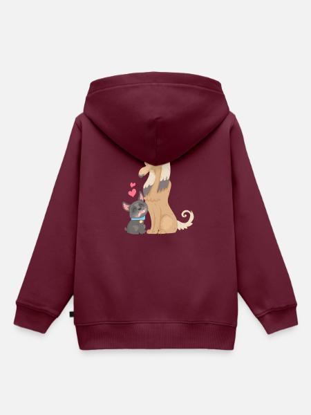 Liebe zwischen Hunden - Kinder Premium Organic Hoodie - Burgunderrot