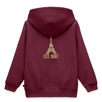 EIffelturm - Kinder Premium Organic Hoodie - Burgunderrot - Hinten - AI Model Kid Female (0cm)