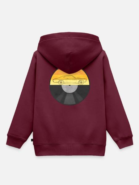 70's Schallplatte Auto - Kinder Premium Organic Hoodie - Burgunderrot