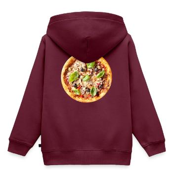 Pizza Basilikum - Kinder Premium Organic Hoodie - Burgunderrot - Hinten - AI Model Kid Female (0cm)
